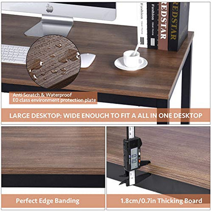 Writing Computer Office Desk 59 Inch（60"x 30"） Home Office Wooden Writing Study Desk Table, Large Solid Wood Desk, Modern Simple Sturdy Laptop Study Table, Walnut - Solid Tabletop Made of MDF