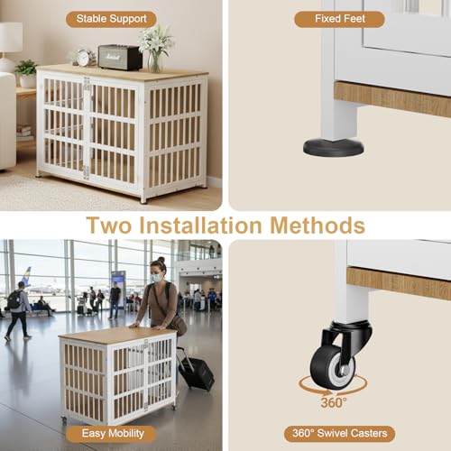 42" Furniture Style Large Dog Crate with Wheels, view 5