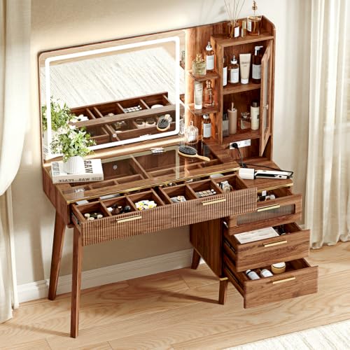 Vanity Desk with 29.53" HD Lighted Mirror, view 4