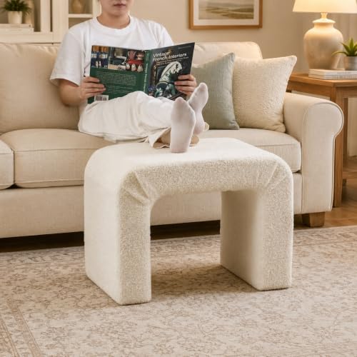 Modern Boucle Ottoman Footstool, view 5