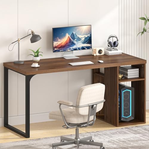 Home Office Desk with Storage, Modern Computer Desk with Reversible Shelves, view 2