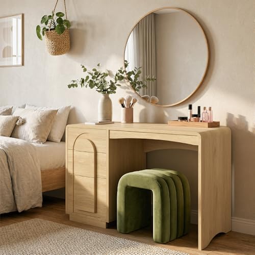 47" Home Office Desk with 3 Drawers, Executive Style, Natural Oak, view 7
