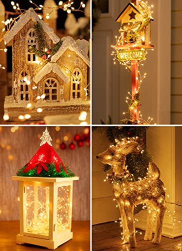 120LED 10FT Solar Fairy Lights Outside Waterproof, 8 Lighting Modes IP65 Outdoor Solar String Lights Outdoor Waterproof Firecracker Twinkle Light for Patio Yard Garden Party Decorations, Warm White