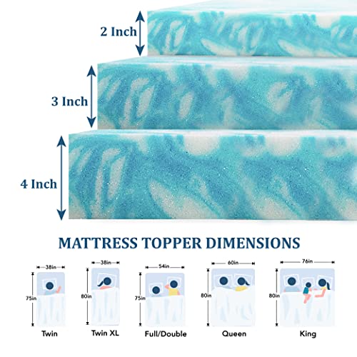 EGO 3 Inch Twin Mattress Topper Gel Memory Foam for Pressure Relief, view 4