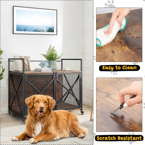 41 Inch Dog Crate Furniture with Cushion, Indoor Dog Kennels, view 7