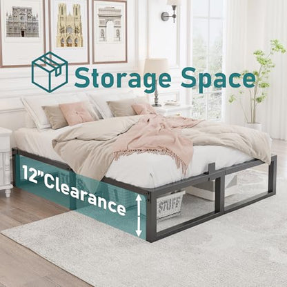 Full Size Bed Frame, 14 Inch Heavy Duty Support 3500 lbs Metal Platform, view 5