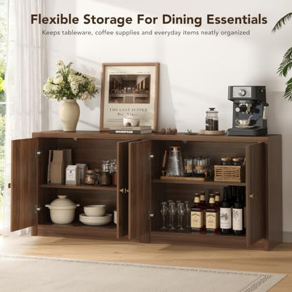 63" Sideboard Buffet Cabinets Set of 2 with Storage, view 4