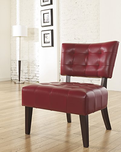 Blended Leather Tufted Accent Chair with Oversized Seating, Red