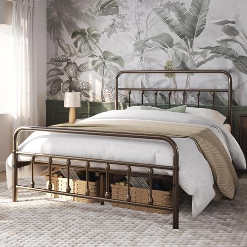 Queen Bed Frame Vintage Bronze Iron, view 4