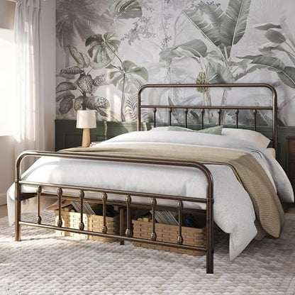 Queen Bed Frame Vintage Bronze Iron, view 4