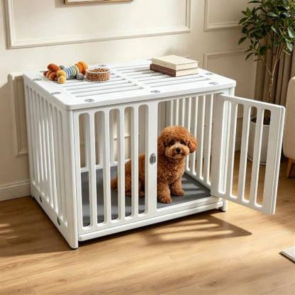 Dog Crate Furniture with Mat Small Plastic Dog Kennel Indoor for Puppy Cage End, view 2