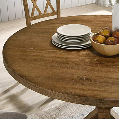Windvale Cross-Buck Base Counter Height Dining Table, Cottage Oak
