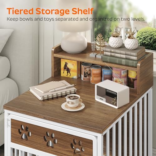 Dog Crate Furniture, Wooden Dog Kennel with Storage, Indoor Pet Crate End Table, view 5