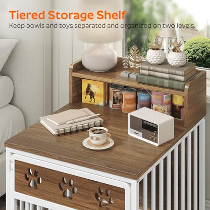 Dog Crate Furniture, Wooden Dog Kennel with Storage, Indoor Pet Crate End Table, view 5