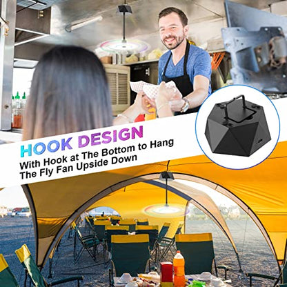 Fly Fans for Tables Rechargeable, Table Top Fly Spinner to Keep Flies Away from Food, Portable Fly Repellent Fan with Soft Stop Blades for Outdoor, Picnic, Patio & BBQ (Black, 4Pack)