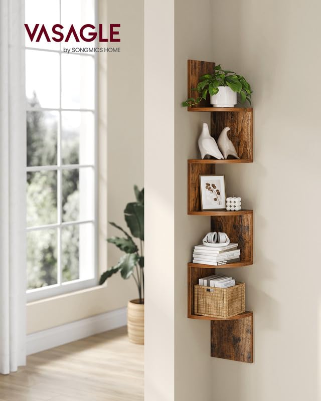 Corner Shelf Wall Mount, 5-Tier Floating Corner Bookshelf, view 4