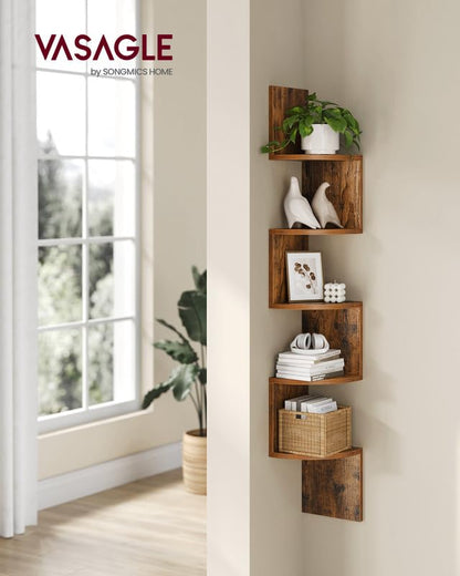 Corner Shelf Wall Mount, 5-Tier Floating Corner Bookshelf, view 4