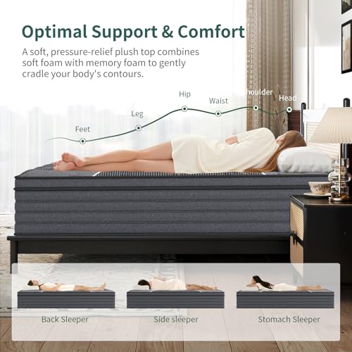 Twin Size Mattress, 10 Inch Hybrid Mattress in a Box, view 5