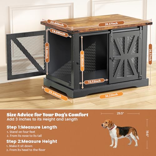 40" Dog Crate Furniture with Sliding Doors for Medium Dogs Up to 45 lbs, view 4