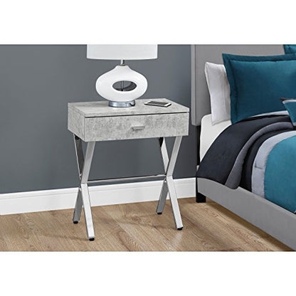 Monarch Specialties Chrome Metal Night Stand Accent Table, 22.00 x 12.00 x 18.00", Glossy White
