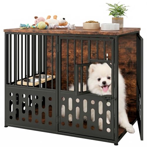 32 Inch Small Dog Crate, Wood Dog Crate Furniture for Small Medium Dogs, view 2