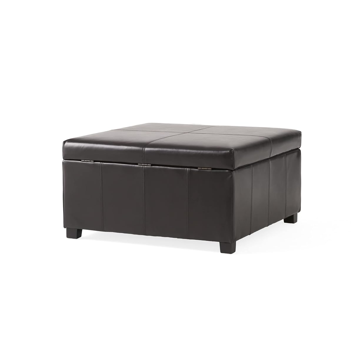 Living Berkeley Brown Leather Square Storage Ottoman, Espresso
