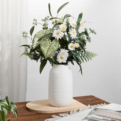 Farmhouse Ceramic Flowers Vase Home Indoor Decor, Modern Living Room Kitchen Table Vases, Dining Bedroom Bathroom Decorations for Office Coffee Desk Book Shelf Fireplace (9.4” Tall)