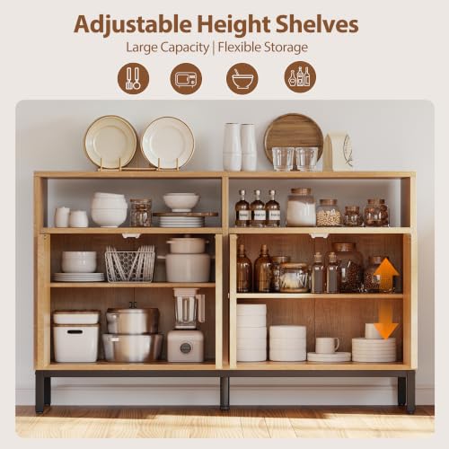 Sideboard Buffet Cabinet Storage, Modern Console Fluted Credenza, view 7