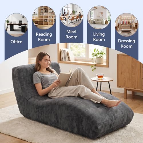 Chaise Lounge Chair Indoor, Oversized Boneless Sofa Bed with Pillow, view 7