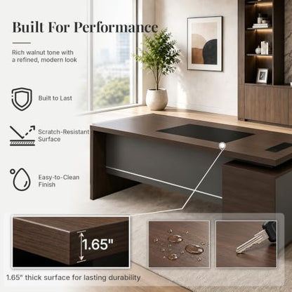 L-Shaped Executive Desk 71", Thickened Desktop 1.65",Commercial Grade, view 5