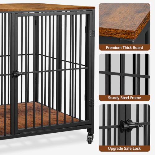 42.3" Large Dog Crate Furniture Foldable, Easy Assembly Dog Kennel Indoor, view 6