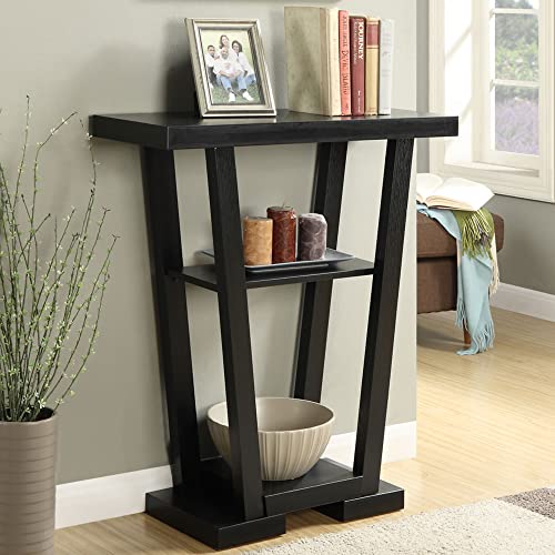 Newport V Console Table 31.5" - Modern Sofa Table with Storage Shelves, Narrow Entryway Hall Table for Living Room, Display Accent Table, Black