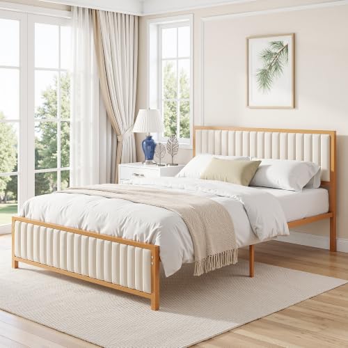 Queen Size Bed Frame, Golden, view 7