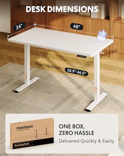 FLEXISPOT EN1 48"x24" One-Piece Standing Desk, White, view 4