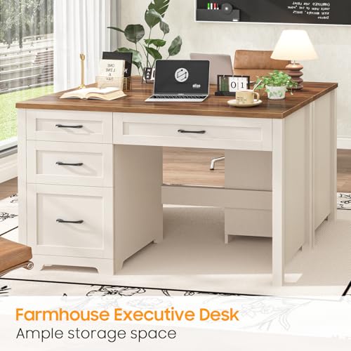 Farmhouse 47" Executive Desk with File Drawer, Workstation for Home Office, view 6