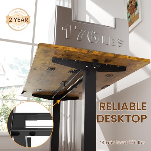 63"x28" Wider Large Standing Desk, Electric Height Adjustable, Brown, view 7