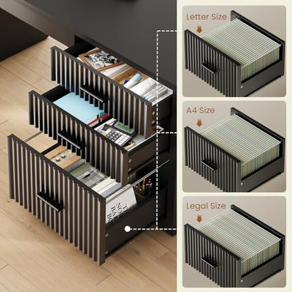 Fluted L Shaped Electric Standing Desk, view 6