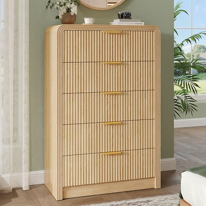 Fluted 5 Drawers Dresser, 48" Tall Chest of Drawers for Bedroom, view 2