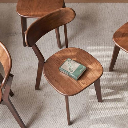 Oak Curved Back Dining Chairs, Walnut, Solid Wood, view 7