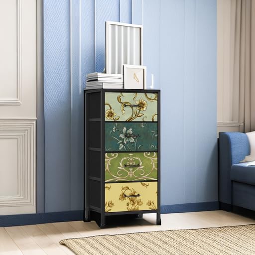 4 Drawer Dresser, Vintage Nightstand, Fabric Chest of Drawers, view 7