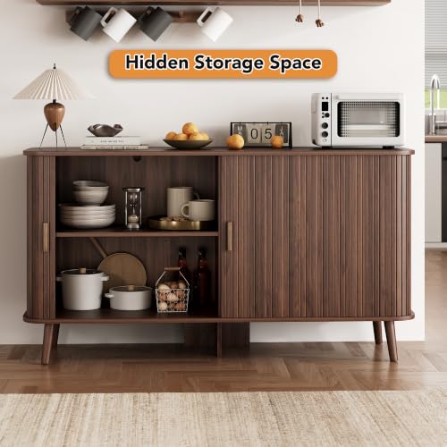 55" Fluted Sideboard Buffet Cabinet with Sliding Door, view 6