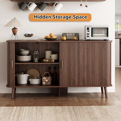 55" Fluted Sideboard Buffet Cabinet with Sliding Door, view 6