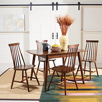 SAFAVIEH Home Collection Priam Farmhouse Walnut Brown Spindle Back Living Room Accent Dining Chair