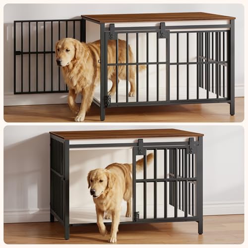 Dog Crate Furniture with Sliding Barn Door, view 7