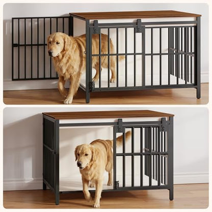 Dog Crate Furniture with Sliding Barn Door, view 7
