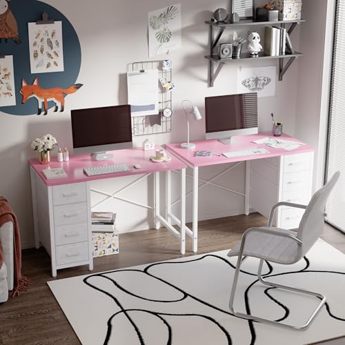 32 Inch Computer Desk with 4 Drawers Small Office Desk for Home Bedroom Study Writing Simple Modern Computer Table Pink