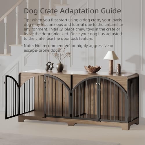 78" Farmhouse Dog Crate Furniture for 2 Large Dogs, view 7