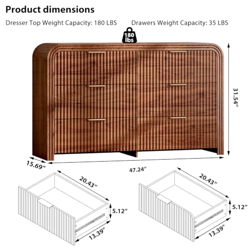 47.24" Modern Chest of Drawer, 6 Deep Drawers, Clothes Organizer, view 3
