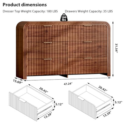 47.24" Modern Chest of Drawer, 6 Deep Drawers, Clothes Organizer, view 3