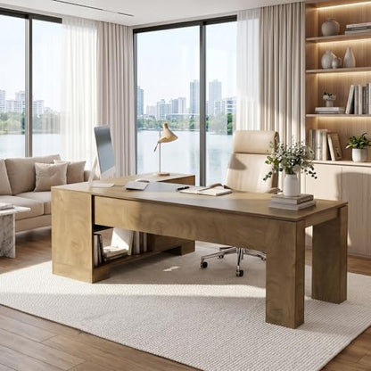 78.7" L Shaped Office Desk with Drawers, view 8